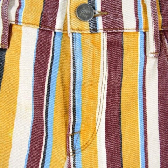 Frame Denim Le Cutoff Shorts Painterly Stripe Yellow Red Size 28 Mid Rise - Picture 2 of 11